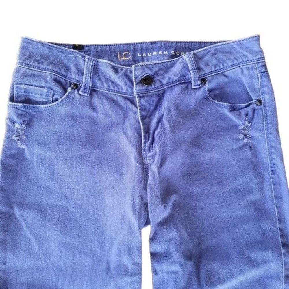 LC by Lauren Conrad Women's Size 6 Blue Denim Skinny Jeans Stretch Distressed - Picture 3 of 11